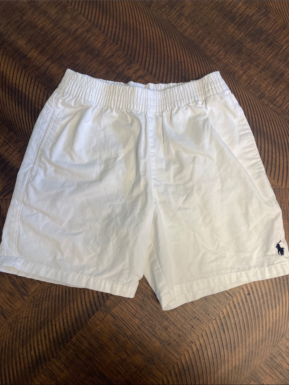 Polo by Ralph Lauren White Kids Elastic Waist Shorts with Navy Pony